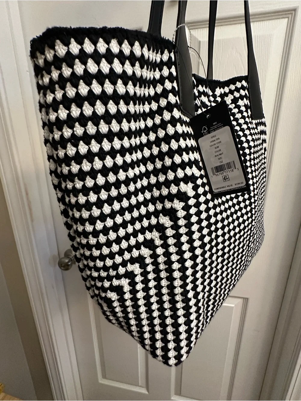 Karl Lagerfeld Black and White Woven Tote